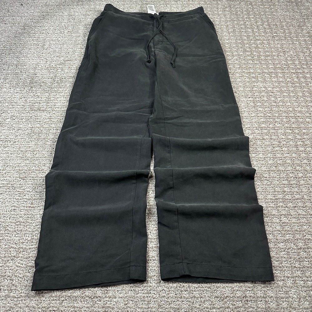 The North Face Womens Black Wide Leg Drawstring Pants Size 4 Short Herringbone